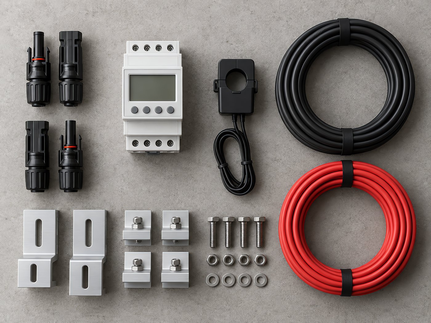 Installation accessories including connectors and meters